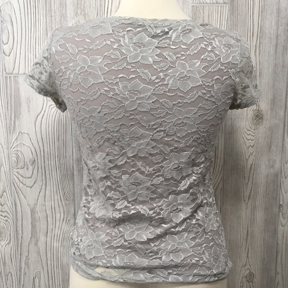 Banana Republic Lace Top Gray Petite Small - Picture 5 of 8
